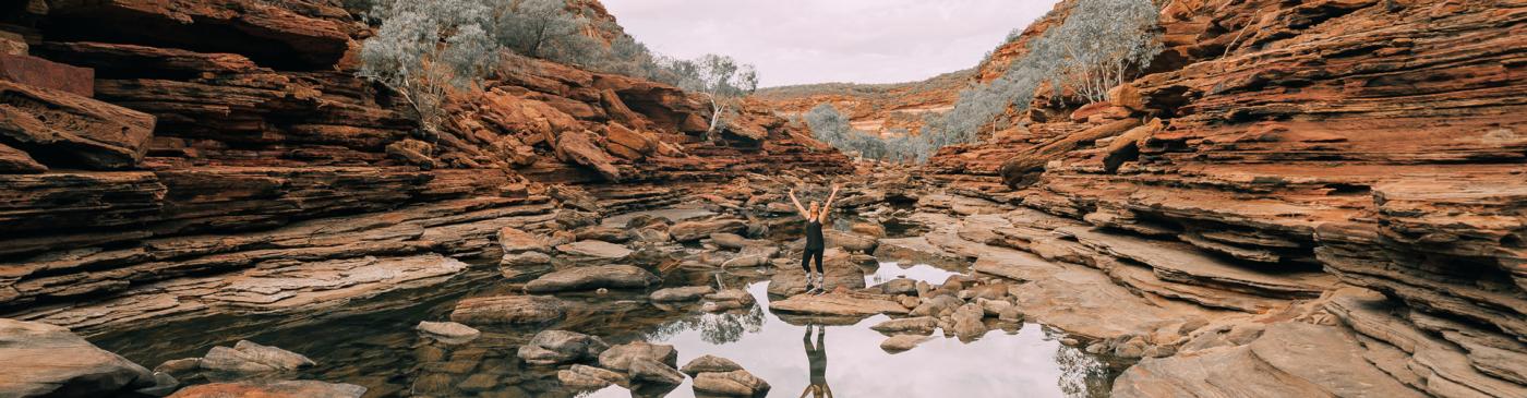 Traveller in Karijini National Park, Western Australia