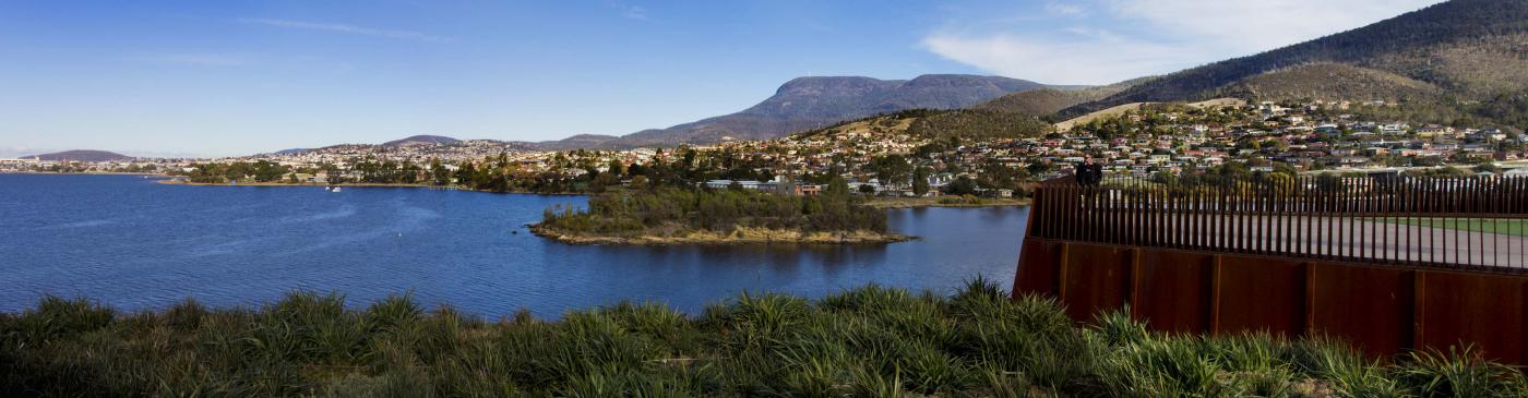Looking out over the Derwent River in Hobart, Tasmania