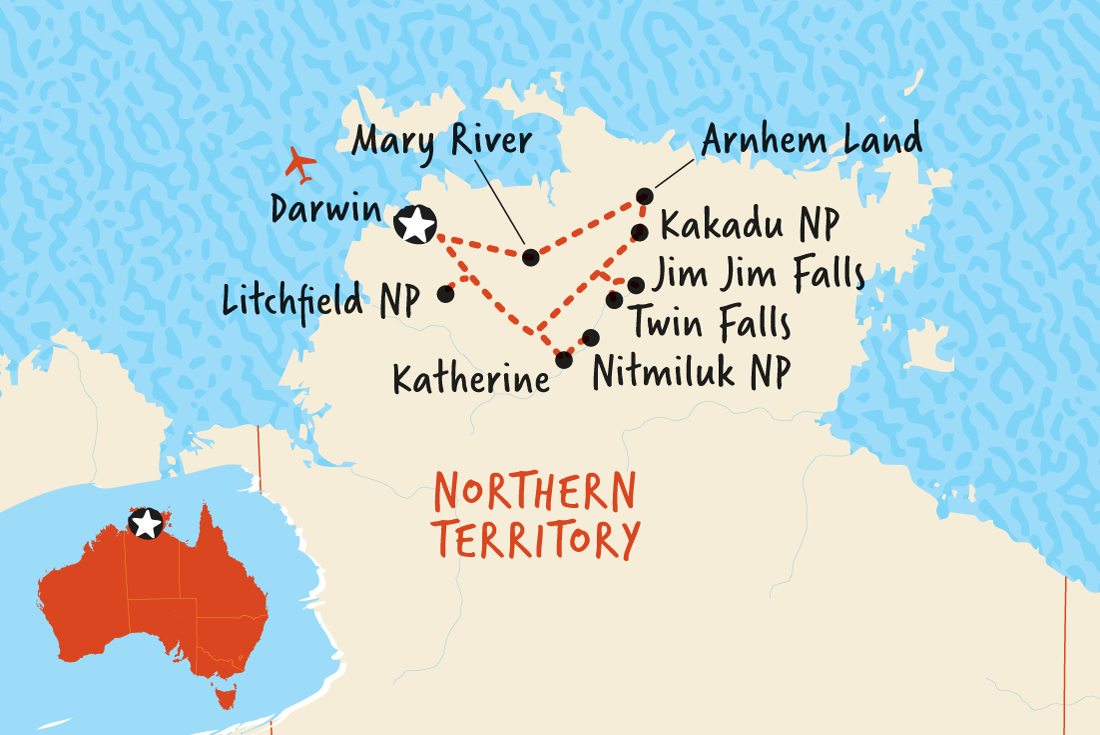 Map of Top End & Arnhem Land Adventure including Australia
