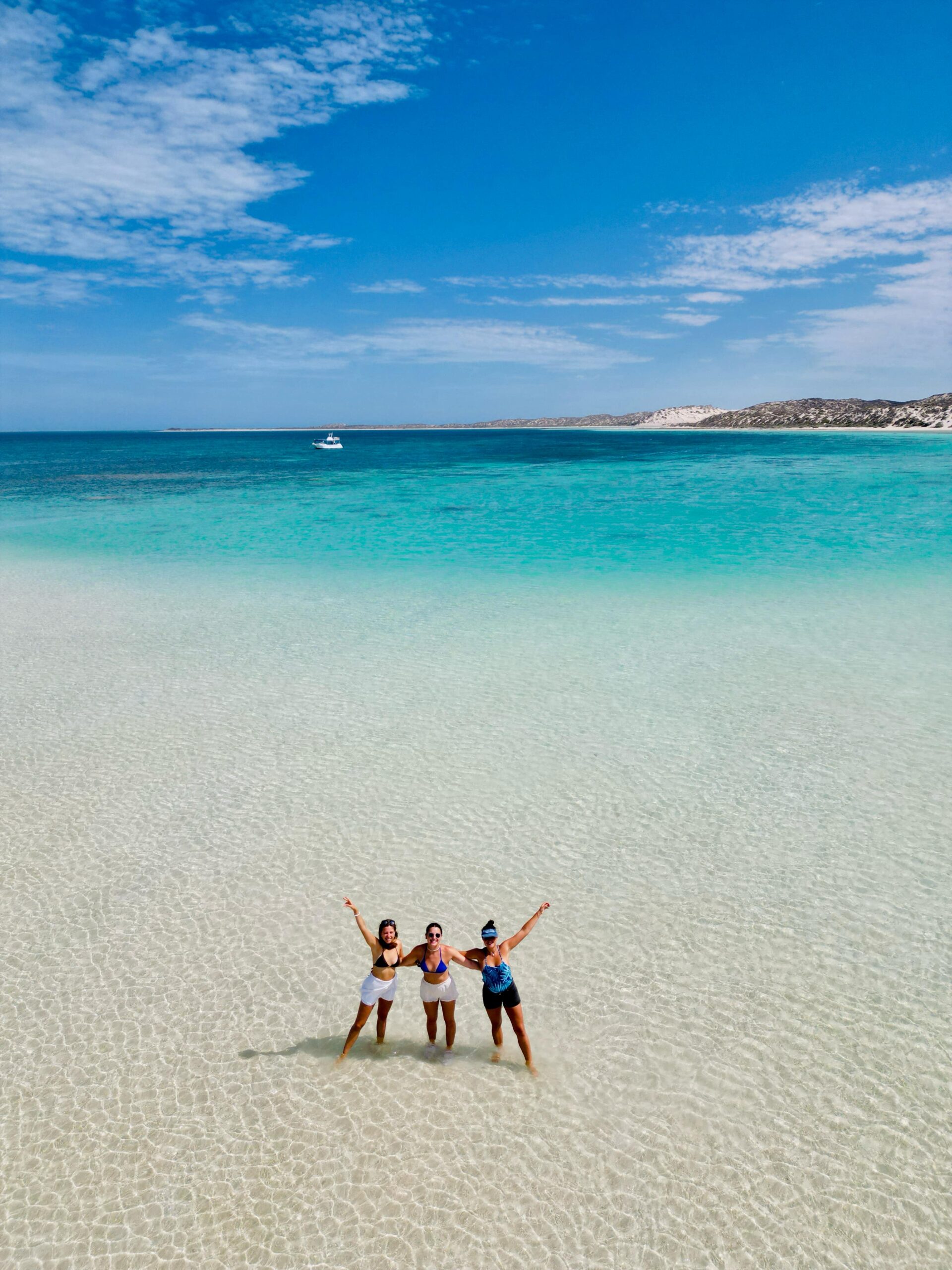 Drone photo bright blue water
